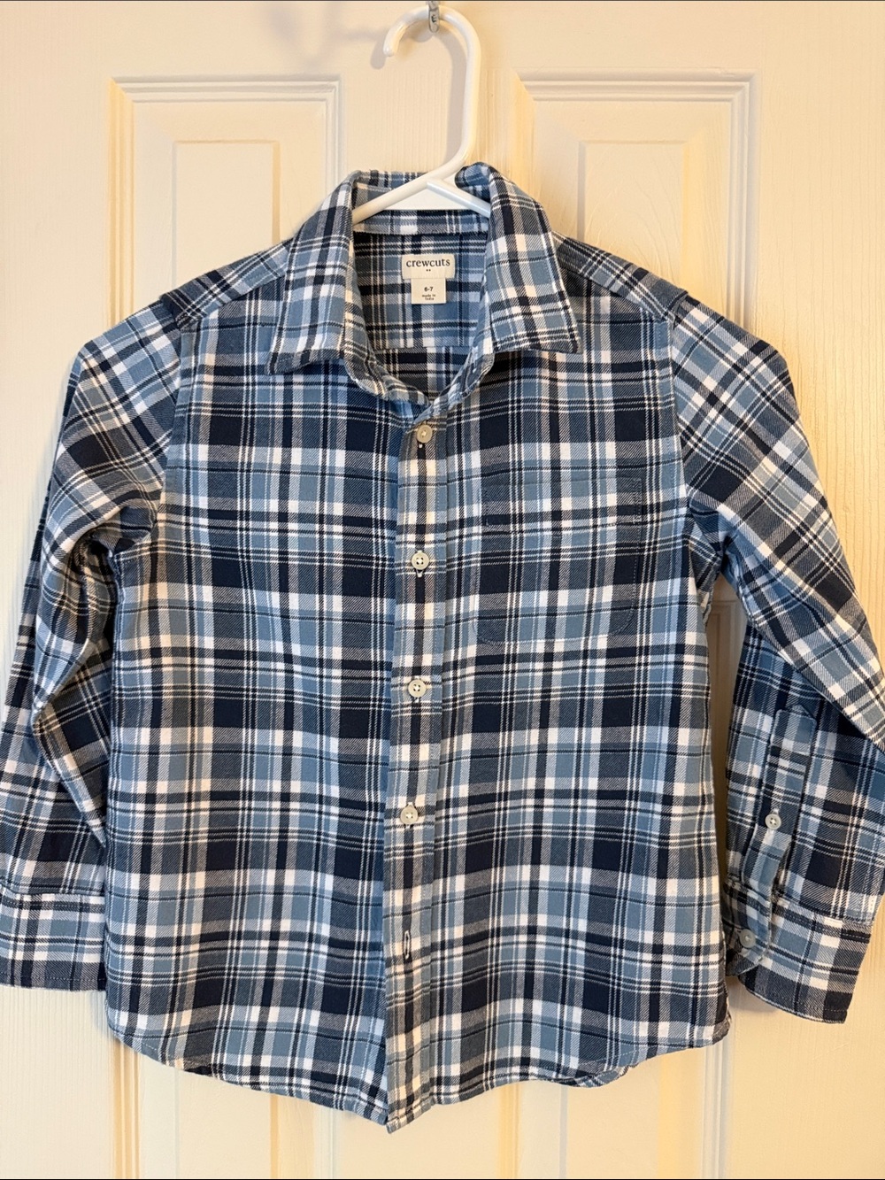 Crewcuts Navy and Light Blue Plaid Button-Down Shirt